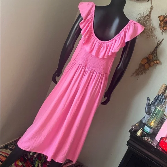 Ava & Viv Pink Gathered Dress with Pockets! - Picture 7 of 12